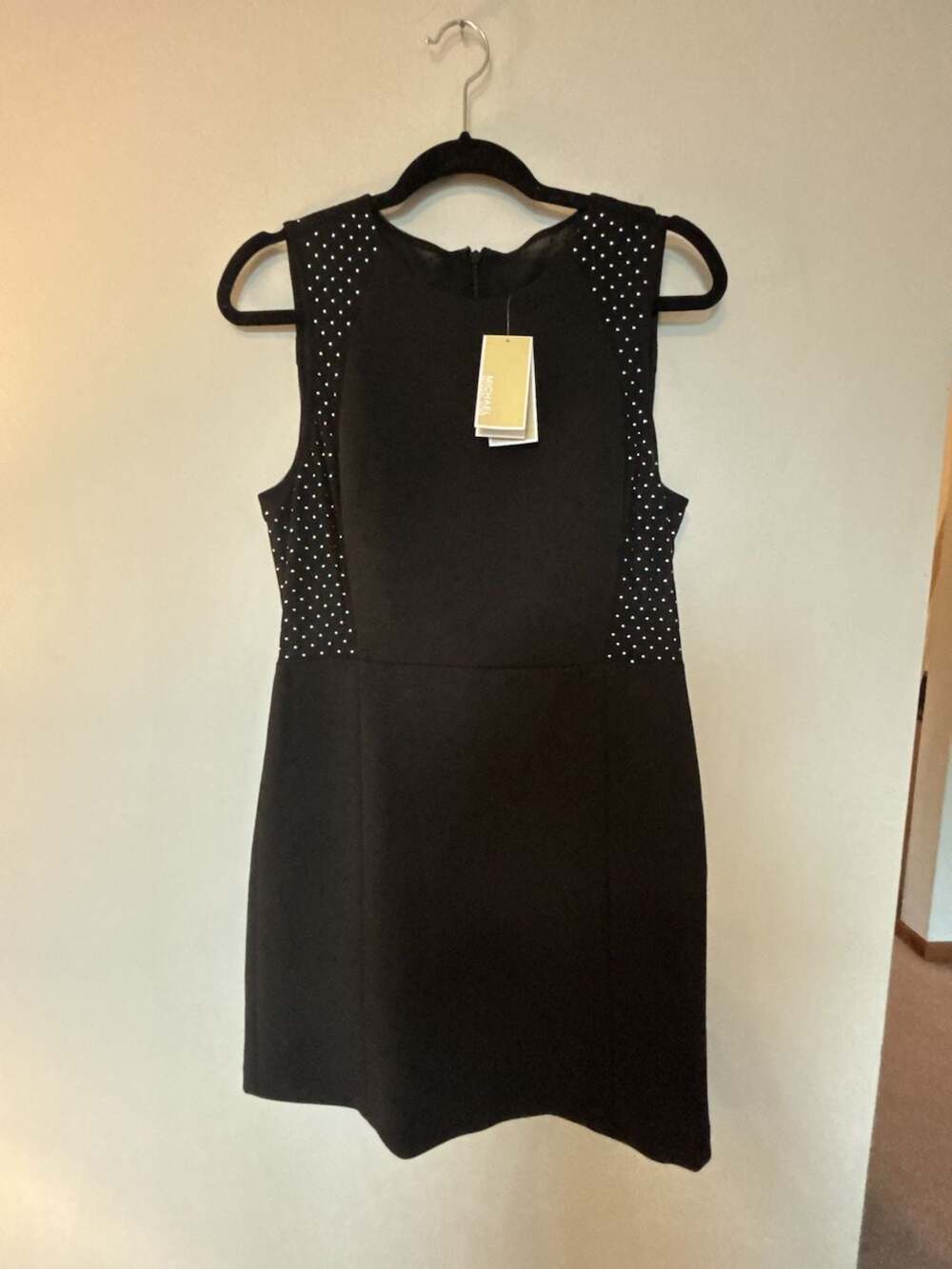 Michael Michael Kors Studded Tulle Inset Bodycon Dress Black Size 8
